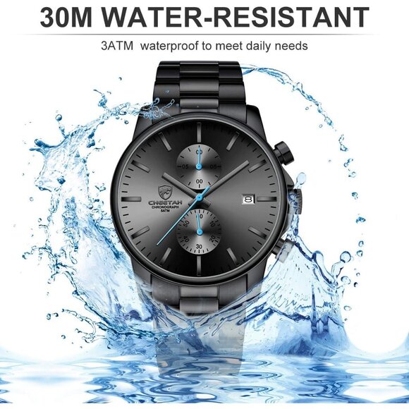 ⚡Men's Watches with Black Stainless Steel and Metal Casual Waterproof Quartz - Picture 5 of 8